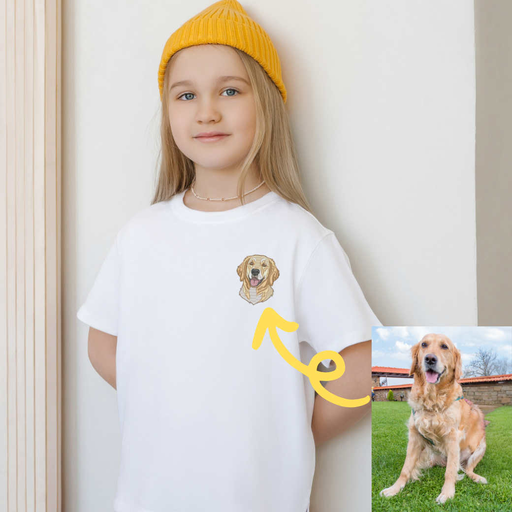 【8/17販売スタート】うちの子刺繍コーデ - ペット写真から作る刺繍入りTシャツ